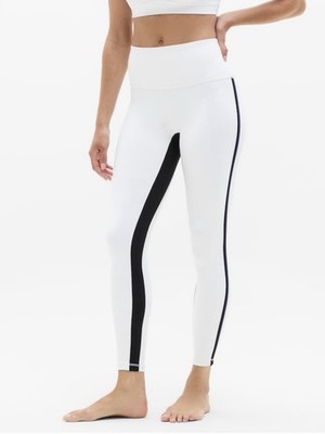 Athleta Elation Ultra High Rise Piping Legging Bright White/Black Sz M *NWT