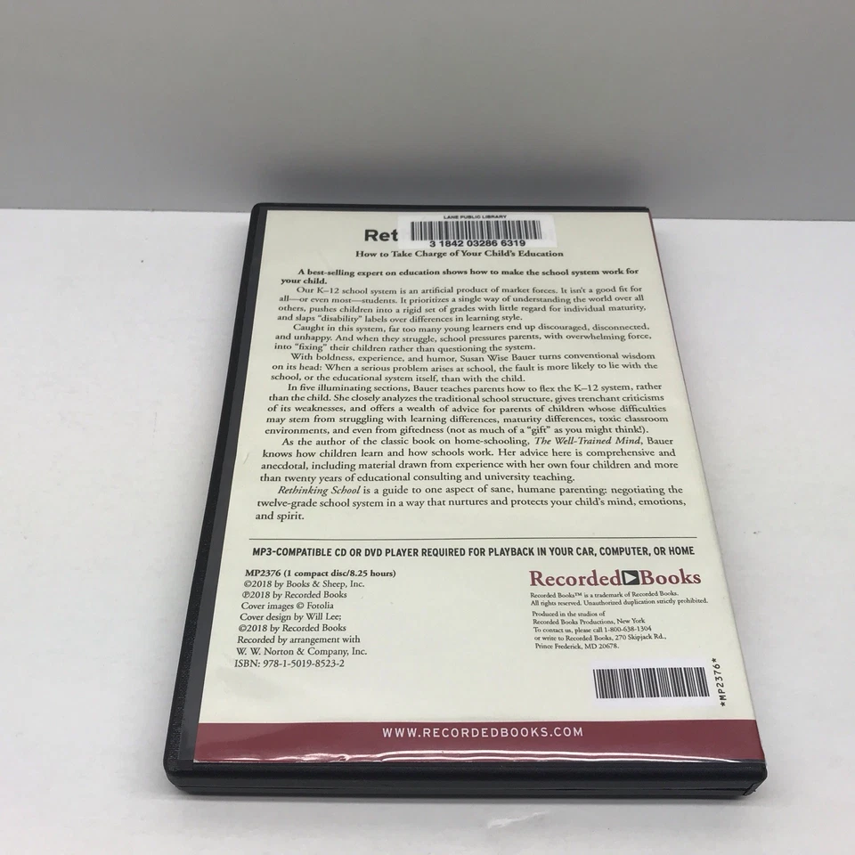 Rethinking School~Susan Wise Bauer~Recorded Books~2018 MP3 Audio CD - Image 2 of 4