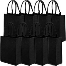 8 PCS Black Burlap Tote Bags With Handles Reusable Jute Bags 9.8x11.8x3.9 Inch