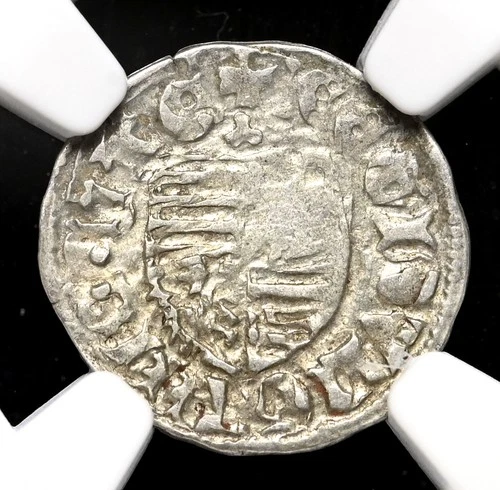 HUNGARY. Sigismund of Luxembourg, 1387-1437. Silver Denar, NGC AU53