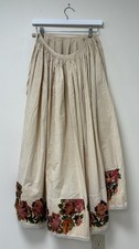 ANTIQUE EUROPEAN Hungarian FLORAL EMBROIDERED LINEN SKIRT 1900s Vintage