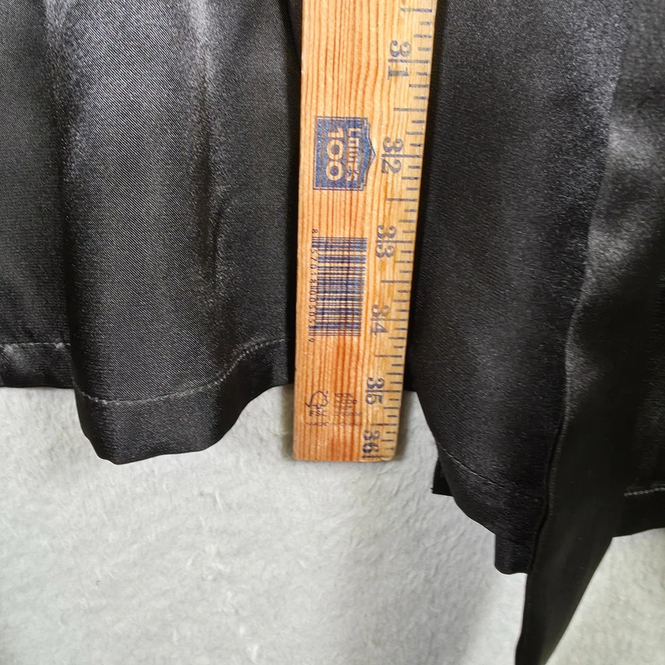 Torrid Curve Robe Womens 1X/2X Black Satin Kimono Belted Floral Lace Trim Lounge - Image 4 of 4