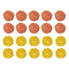 Set of 20 Pcs Wicker Rattan Balls 1.6 Inch Yellow,Orange