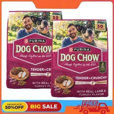 2 Packs Purina Dog Chow Tender & Crunchy Dog Food Lamb and Turkey 30 LB