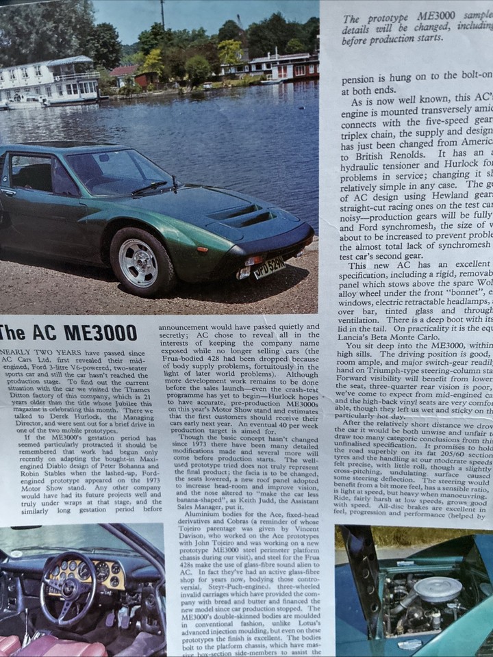 AC 3 Litre AC3000ME Cars Sales Information Spec Brochure Sheets ...