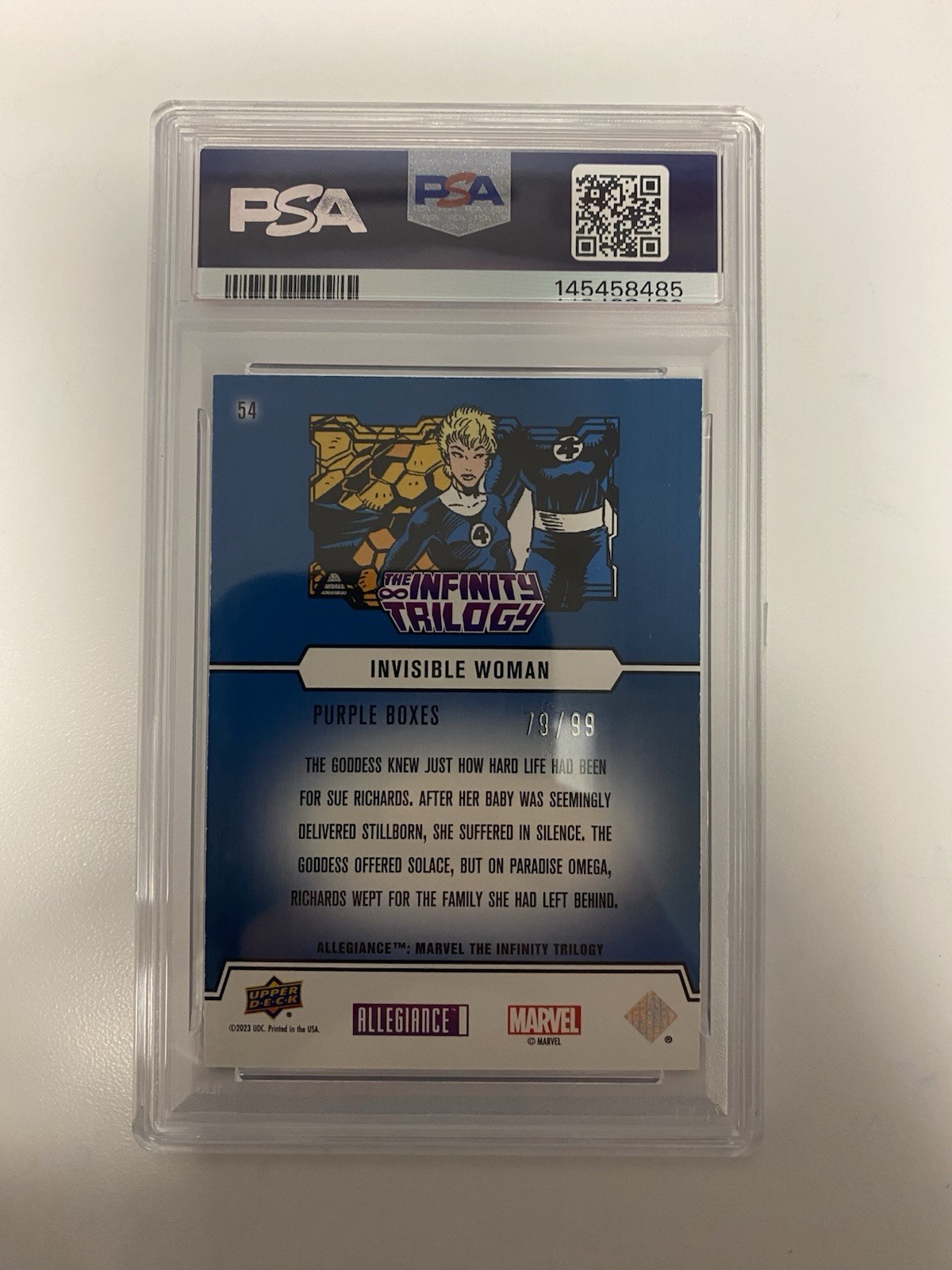 Infinity Trilogy Marvel Invisible Woman PSA 10 💎 Purple  Numbered view 2