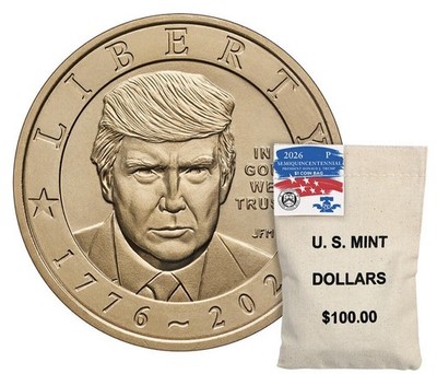 【新品・未開封】PRESIDENT 2026.9.18号 2026 Semiquincentennial President Donald J. Trump $1 Coin Bag $100