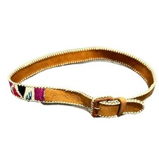 LEATHER COLORFUL FABRIC WOVEN BELT