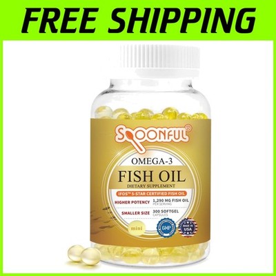 Certified iFOS Omega 3 Mini Fish Oil Capsules, 300 Softgels=