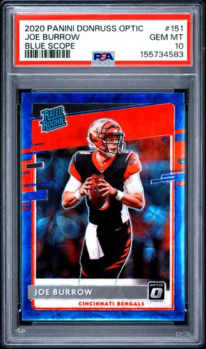 2020 Panini Donruss Optic #151 Joe Burrow Blue Scope Prizm Rookie Card RC PSA 10
