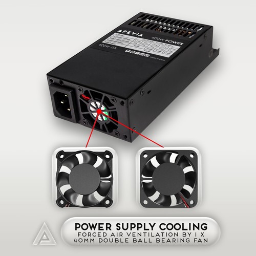 ITX-PFC400W Mini ITX/Flex ATX / 1U 400W Fully Modular Power Supply, Full Rang... - Picture 5 of 6