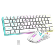 60% Wireless Gaming Keyboard and Mouse Combo, 2500Mah Rechargeable Battery, Ultr