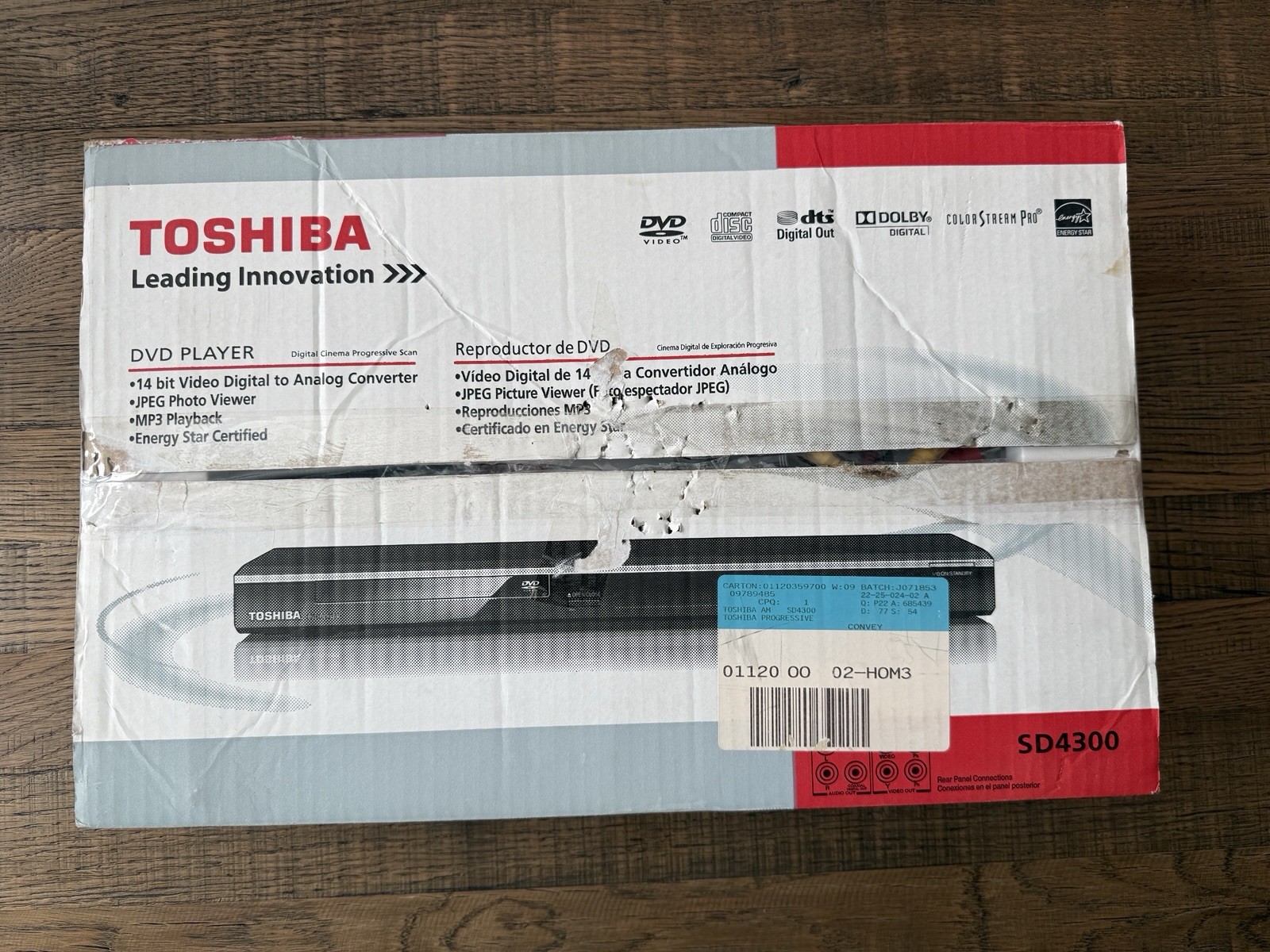 Toshiba SD4300 New Open Box Progressive Scan DVD Player