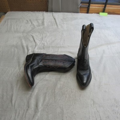 Cody James Boys 4D Western Boots Black Cowboy Red Stitch Leather LIGHTLY USED