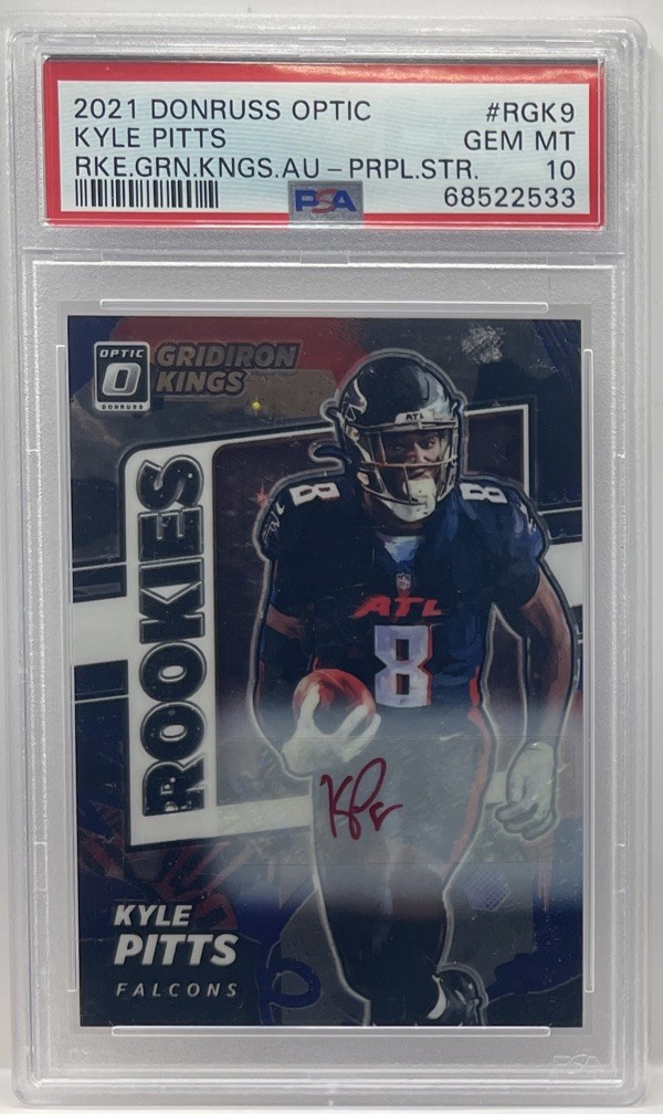 2021 Donruss Optic Kyle Pitts Gridiron Kings Purple Stars Auto #10/25 PSA 10 GEM