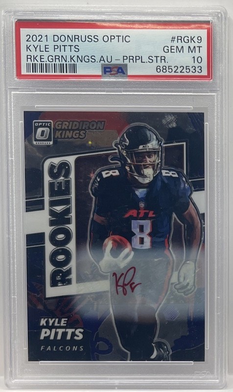 2021 Donruss Optic Kyle Pitts Gridiron Kings Purple Stars Auto #10/25 PSA 10 GEM