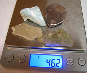 5 MINERALS CLEAR QUARTZ W/GHOSTS GREEN DIOPSIDE? BLUE & WHITE CRYSTALS #009