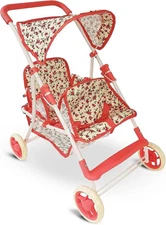 Double Doll Stroller for Baby Dolls Twin | Toy Floral