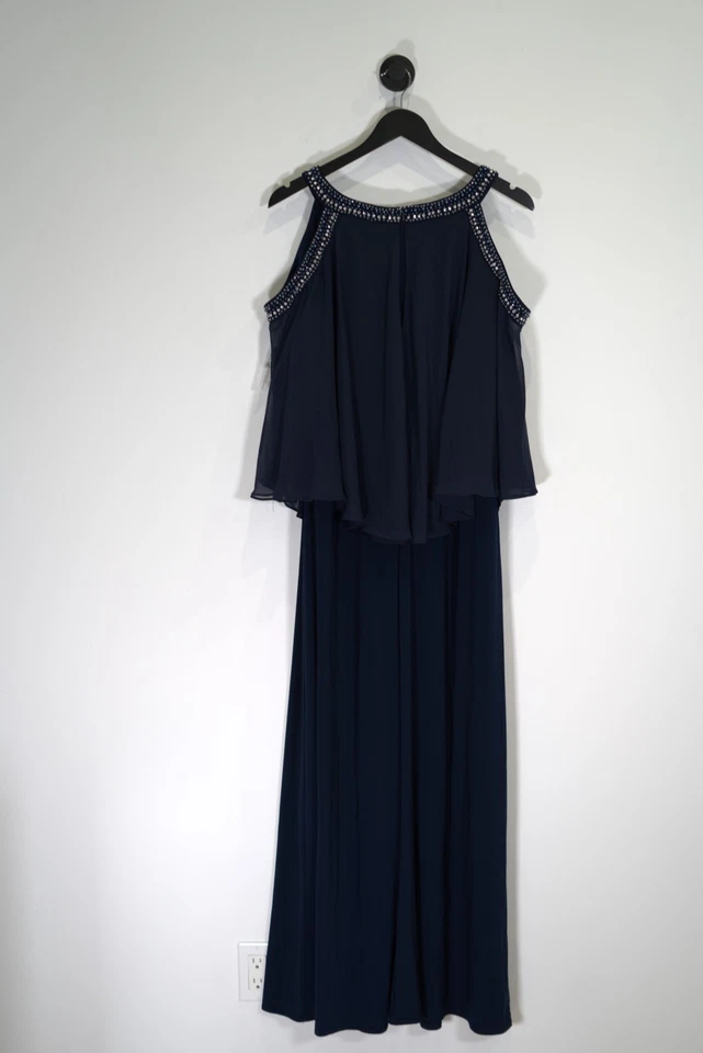 Alex Evenings Plus Size Beaded Cold-Shoulder Overlay Gown Size 16W - Image 3 of 4