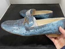 Nine West Lastcall Women's Loafers Turquoise Blue Snakeskin US Size 8 - New