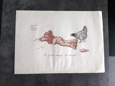 MENU PRE CATELAN 1955 LA POULE MANGE LES ESCARGOTS ILLUSTRATEUR REDON D 45 x32cm