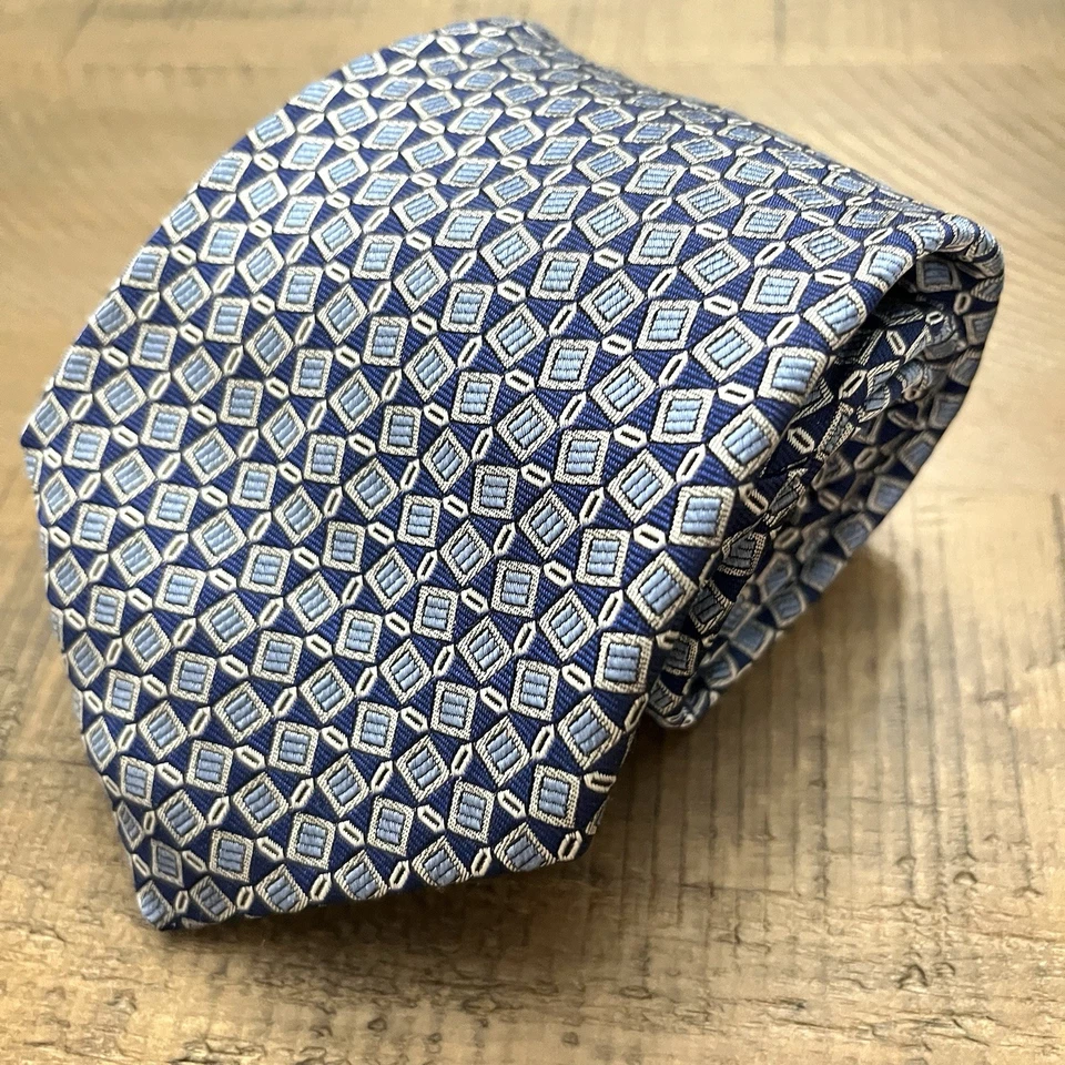 Corbata cuello Lauren Ralph Lauren azul marino geométrica cachemira seda Foto 2 de 4