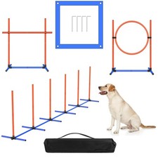 4 Sets Pets Agility Training Equipment, Adjustable Dog Hoop, Dog Jump, Weave ...