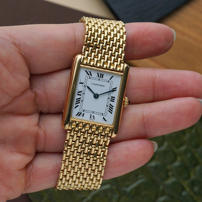 Cartier Tank 18K Yellow Gold 88105 Beads of Rice Bracelet Quartz