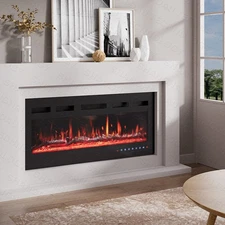 60" Embedded Electric Fireplace Insert Heater 12 Colors Realistic Flame Remote