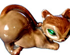 Antique emerald eye cat figurine, retro,  kitty, vintage, ceramic, mcm, 70s — photo 1