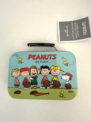 Hallmark Mini Peanuts Gift Card Holder Tin 4x2 with Handle NWT