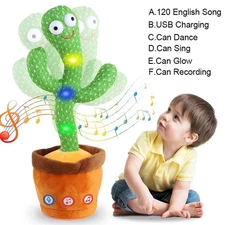 Dancing Cactus Repeat Talk Sing Glow Interactive Plush Toy for Kids