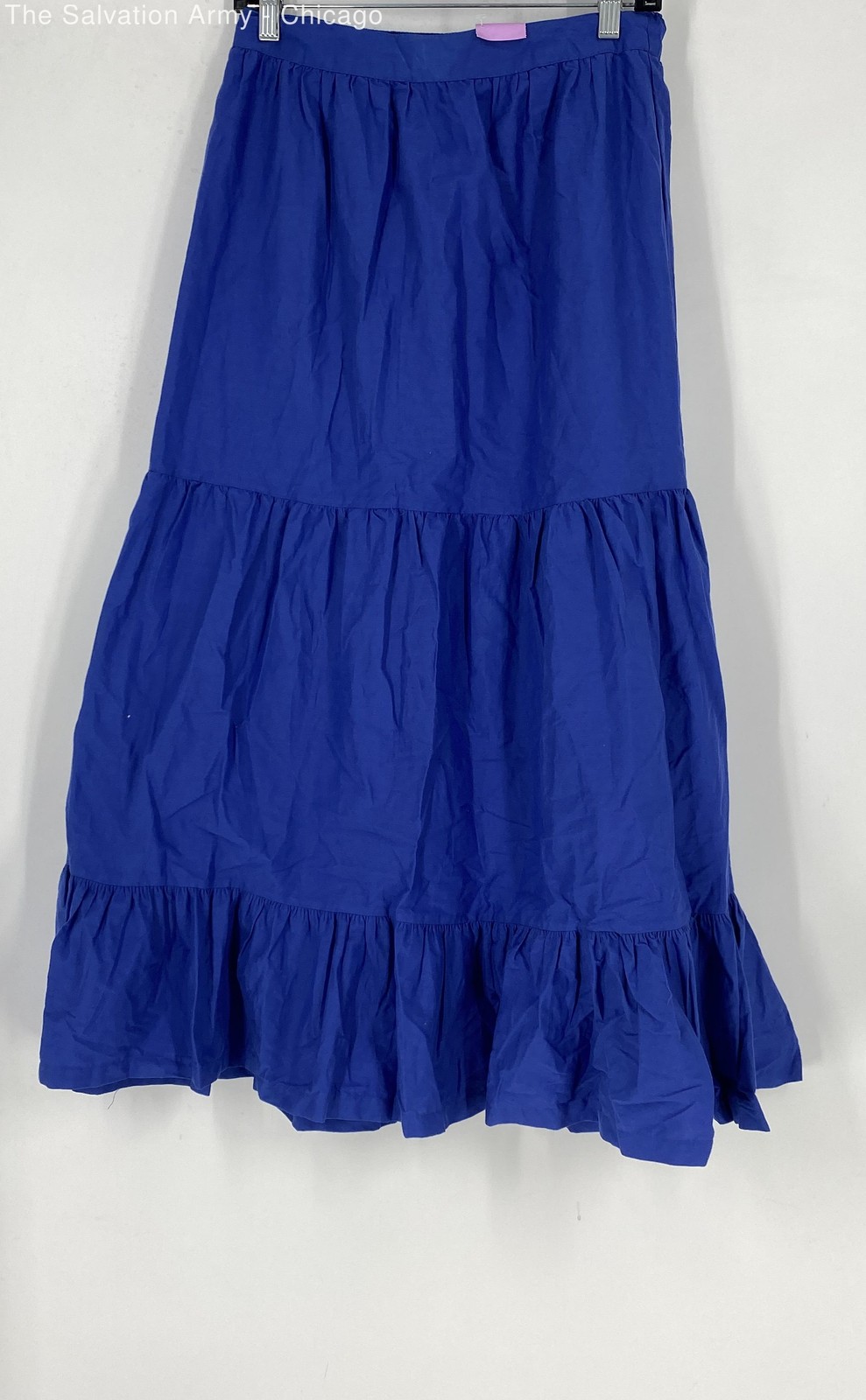 Japna Womens Blue Cotton Pull On Tiered Long Maxi Skirt Size Medium