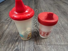 Vintage 1997 Playtex Sipster Spill Proof Sippy Cups Set of 2 Red