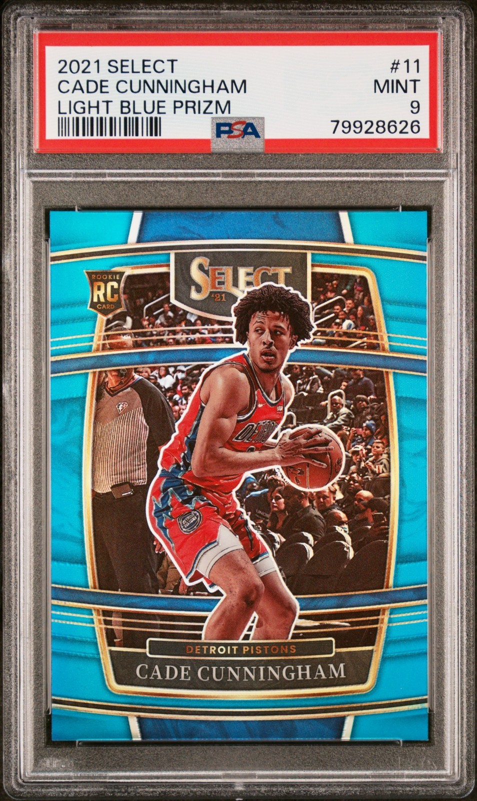 2021 Panini Select CADE CUNNINGHAM RC #11 Pistons LIGHT BLUE Prizm 158/299 PSA 9