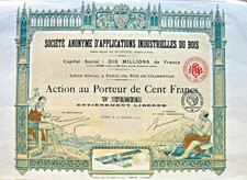S.A. D'Applications Industrielles du Bois Akcje Paryż 1919 Francja Francja