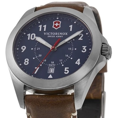 New Victorinox Swiss Army Heritage Quartz Blue Dial Brown Men's