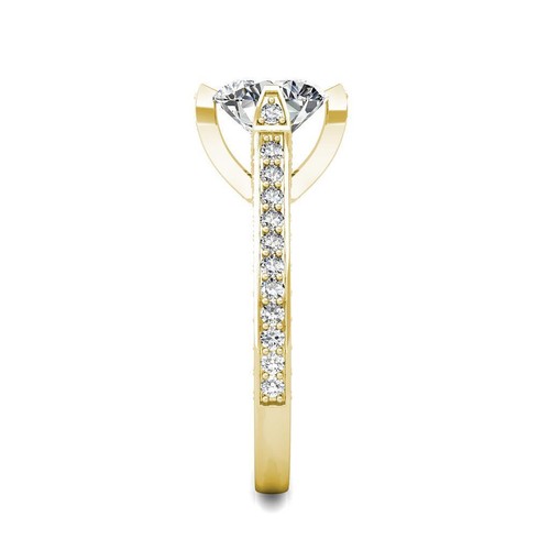 2.20 Ct 14K Yellow Gold Round Forever One Moissanite and Diamond Engagement Ring - Picture 3 of 5