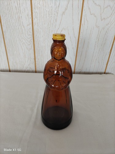 Vintage 1972 Mrs. Butterworth Braunglas Sirup Flasche - Bild 1 von 3