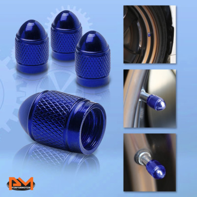 4Pcs Purple Aluminum Spike Tire Stem Caps - 60mm Lug Nug Wheel Air Valve Covers