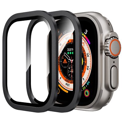 1-3 Pack For Watch Ultra 49mm Frame Full Case Tempered Glass Screen Protector