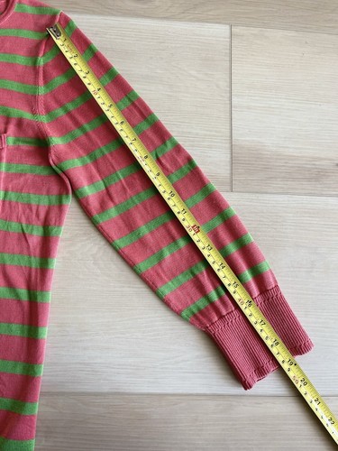 Milly Medium Sweater Preppy Coral Pink Green Stripe Summer Bright Beach Designer - Picture 8 of 8