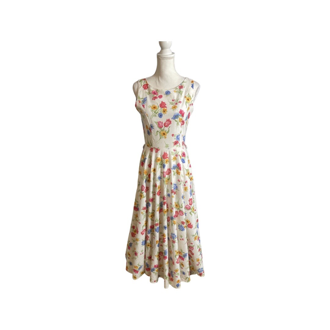 ★Laura Ashley/VTG Dresses/Made in G. B. Vintage Laura Ashley 80s Made in England Floral Midi Dress