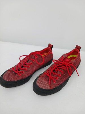 Converse Mens 8.5 Sneaker Red/Black Mesh Sporty Low-Top Red Laces Casual Work