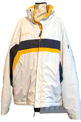 WOW! Columbia Waterproof Jacket Coat Hood 206 XM4204 Mens XL Black White Yellow