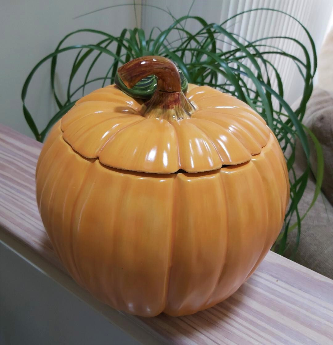 Potechi_mojamoja Scioto Molds 1979 Fall Halloween Ceramic Pumpkin Cookie Jar - 10