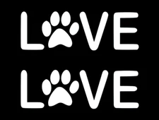 Love Paw Print 2 PACK Vinyl Decal Car Window Laptop Tablet Notebook Tumbler Mug