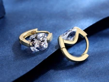 Women Girl 18K Gold Plated Square Cubic Zircon CZ Huggie Hoop Earrings 2Pcs J11