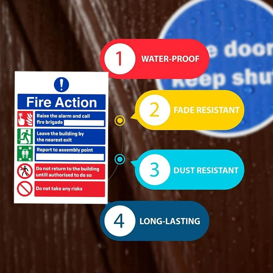 12-Pack - Raise The Alarm Fire Action Notice Sign Vinyl Stickers - 148mm X 210mm - Image 4 of 4