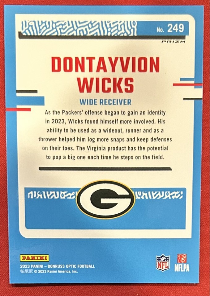2023 DONRUSS OPTIC DONTAYVION WICKS PURPLE SHOCK! PACKERS eBay